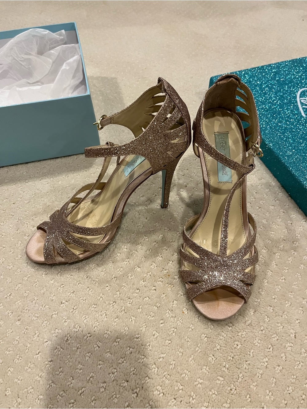 Betsy Johnson Champagne Sparkle Heels